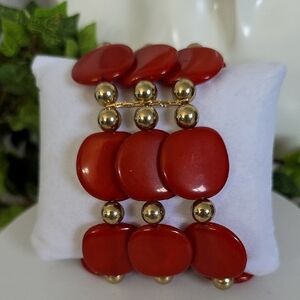Ashley Stewart Burnt Orange Three Strand Stretch Bracelet